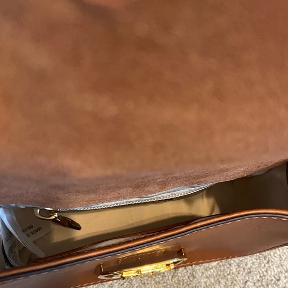 Lauren Ralph Lauren Shearling Small Addie Crossbody Handbag Cognac Sherpa - Picture 7 of 7